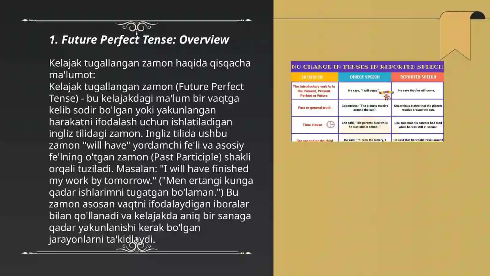 Kelajak tugallangan zamon (Future Perfect Tense) 3