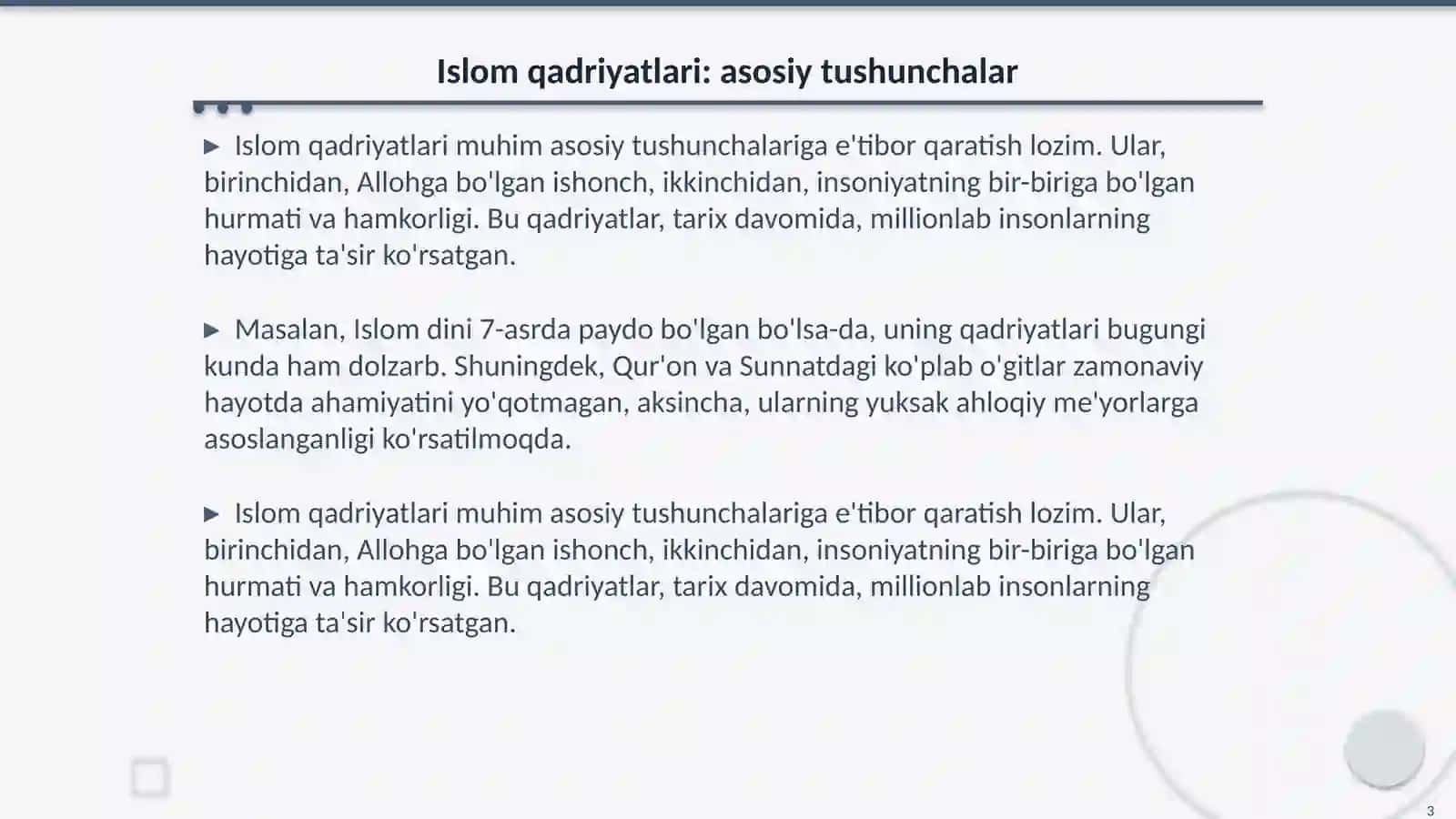 Islom qadriyatlari va ma rifatining hozirgi davrdagi ahamiyati 3