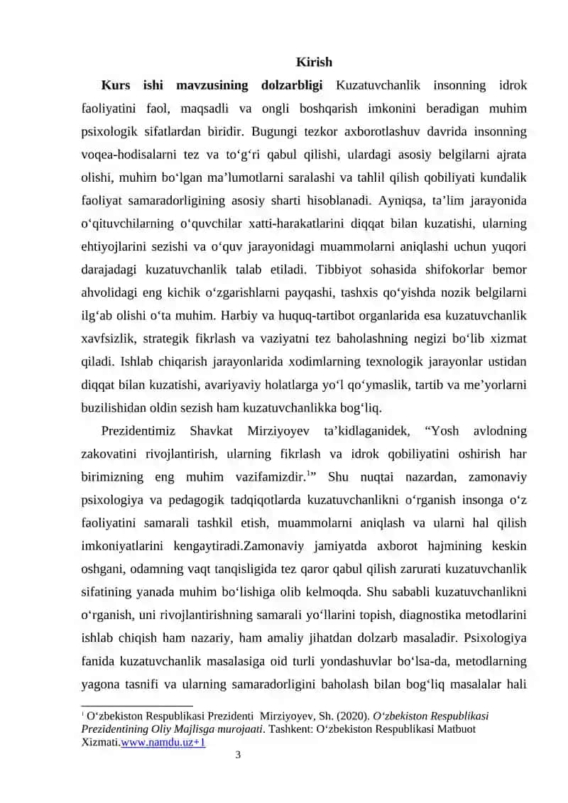 Kuzatuvchanlikni tadqiq etish metodlari tasnifi  kurs ishi 3