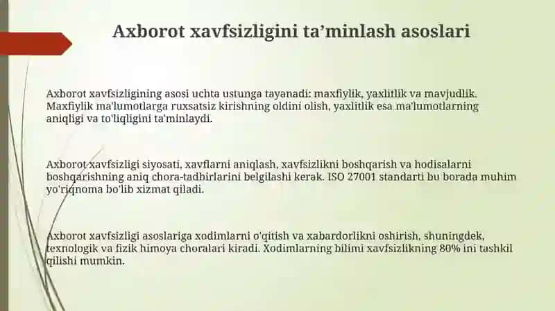 Axborot xavfsizligini ta'minlash 3