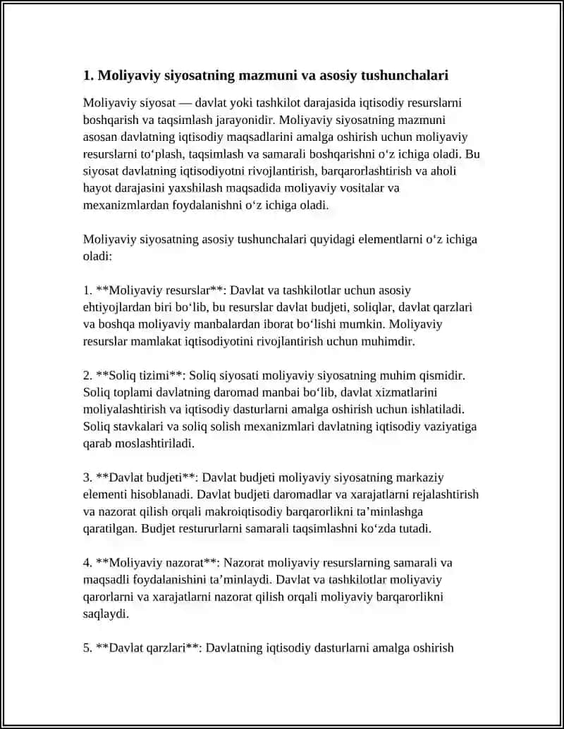 MOLIYAVIY SIYOSATNING MAZMUNI VA TAMOYILLARI 3