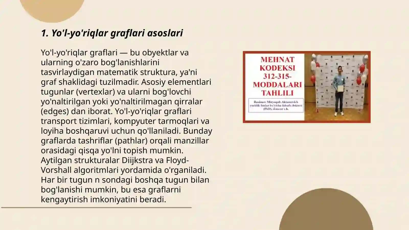 Yo'l-yo'riqlar graflari asoslari 3