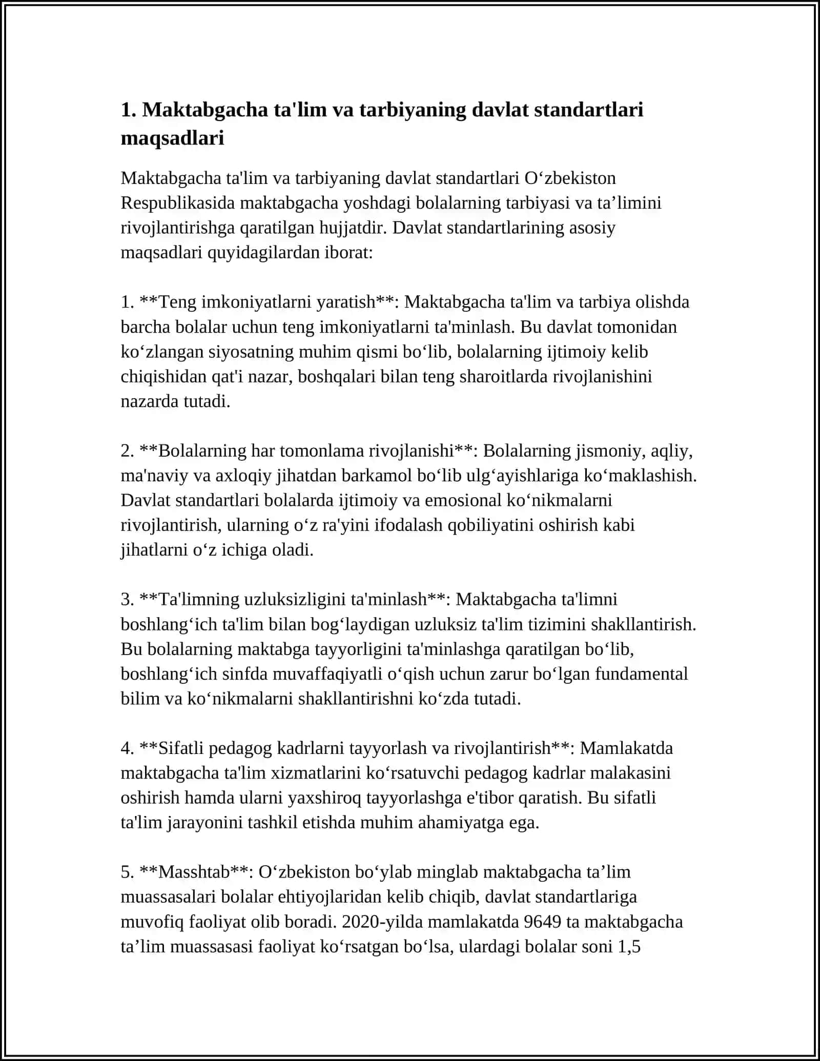 MAKTABGACHA TAʼLIM VA TARBIYANING DAVLAT STANDARTLARI MAZMUN VA ASOSIY VAZIFALARI 3