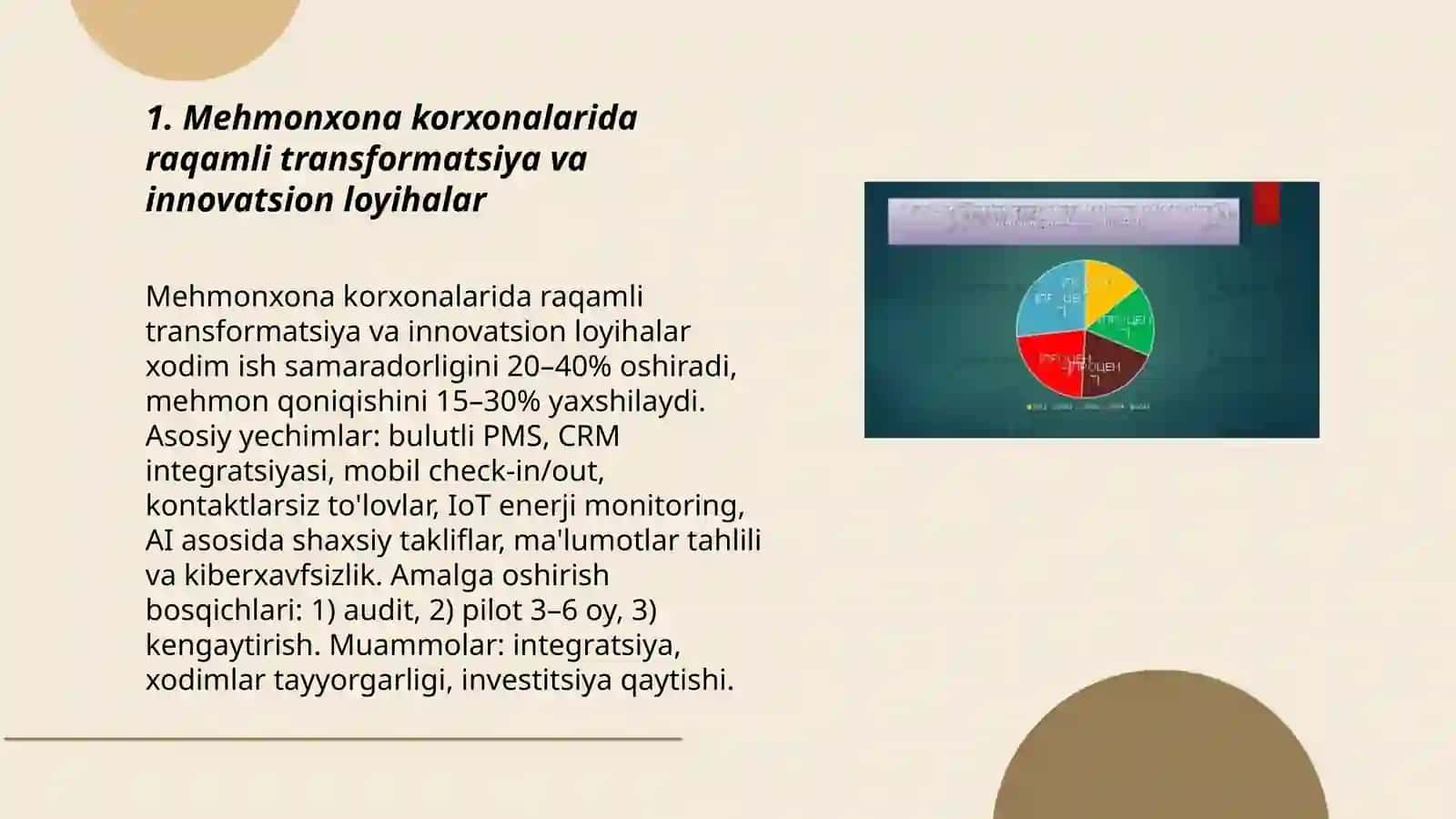 Mehmonxona korxonalarida innavatsion loyihalarni amalga oshirishning o'ziga xos xususiyatlari 3