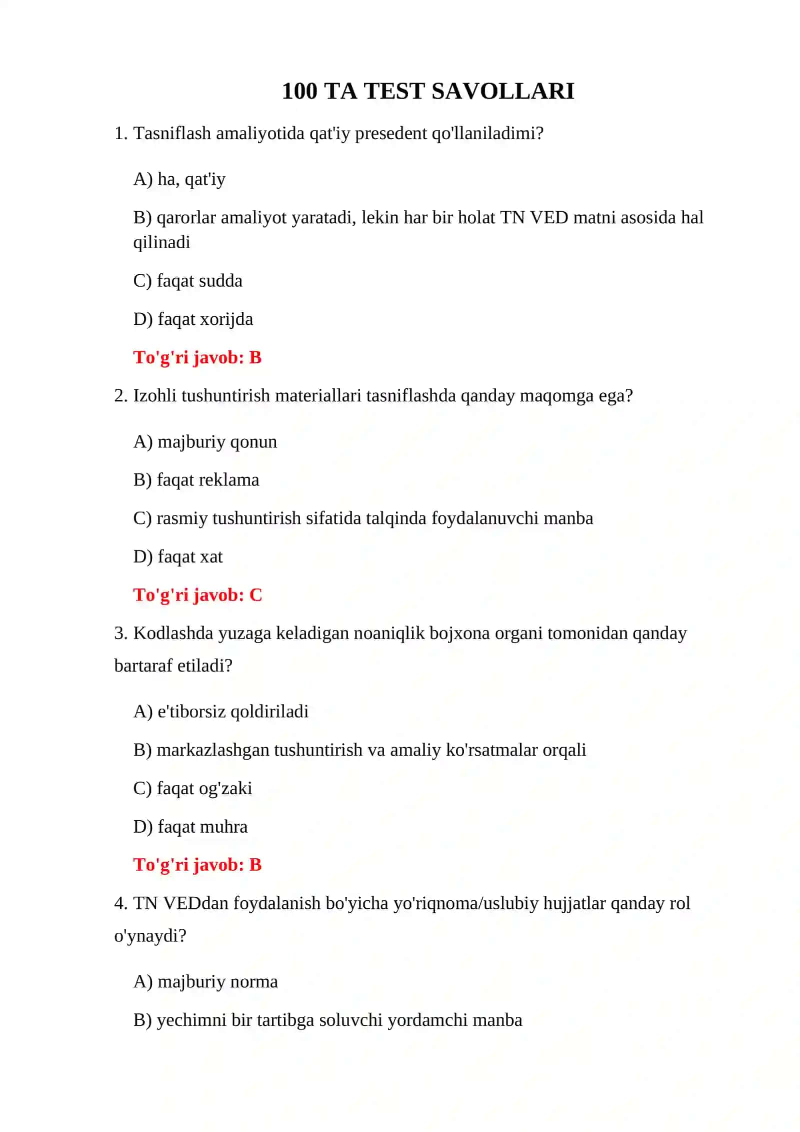 TIF TN BO'YICHA 100 TA TEST 3