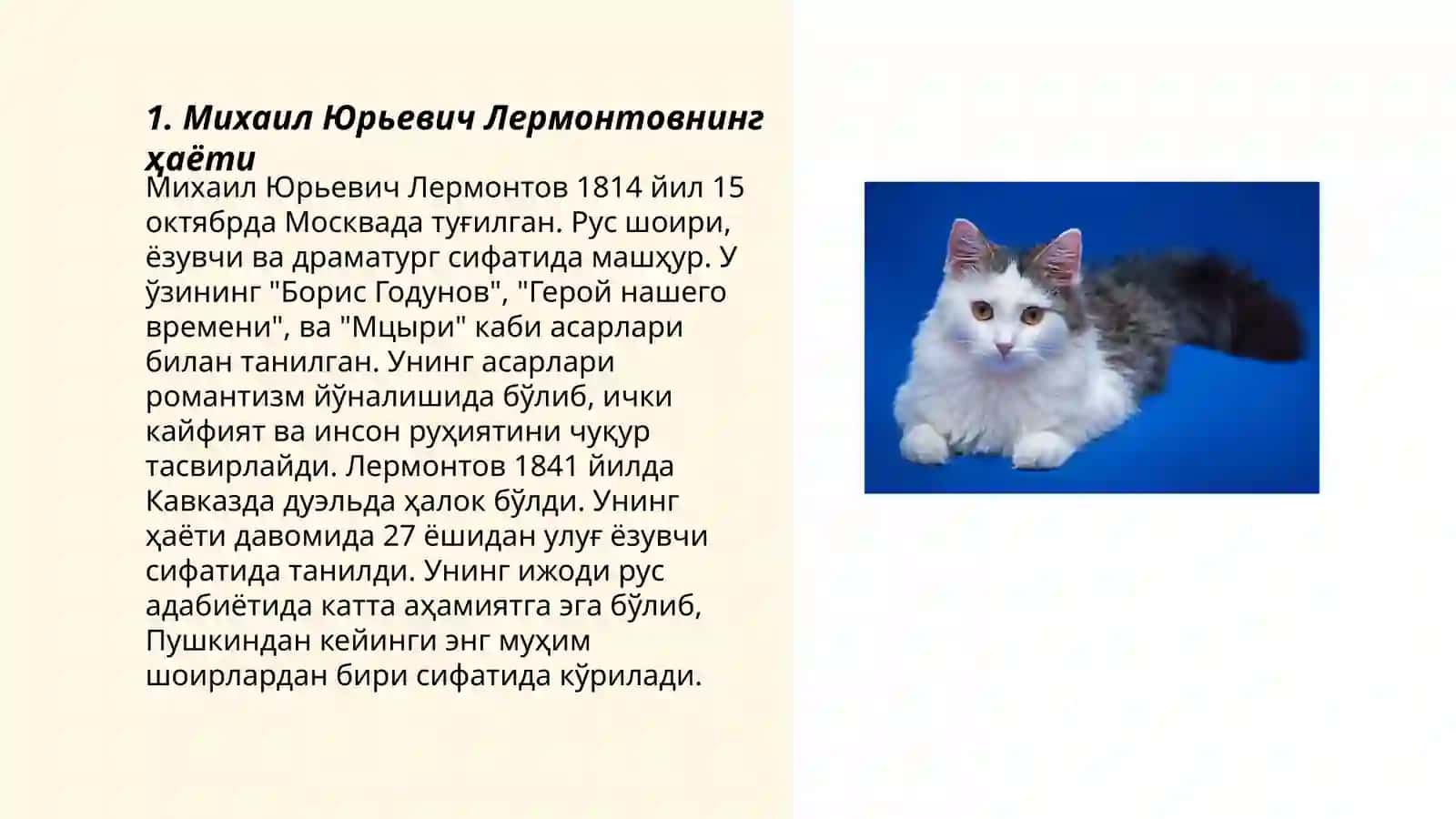 Михаил Юрьевич Лермонтовнинг ҳаёти 3