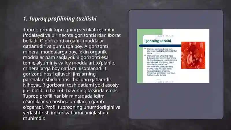 Tuproq profilining shakllanishi va morfologik belgilari 3