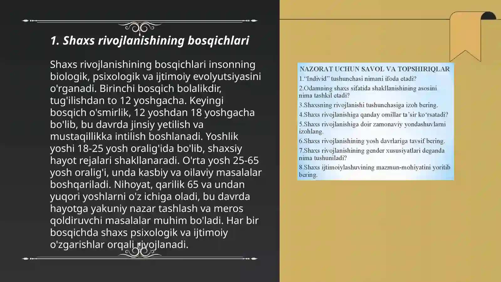 Shaxsning rivojlanishi,tarbiyasi va ijtimoiylashuvi 3