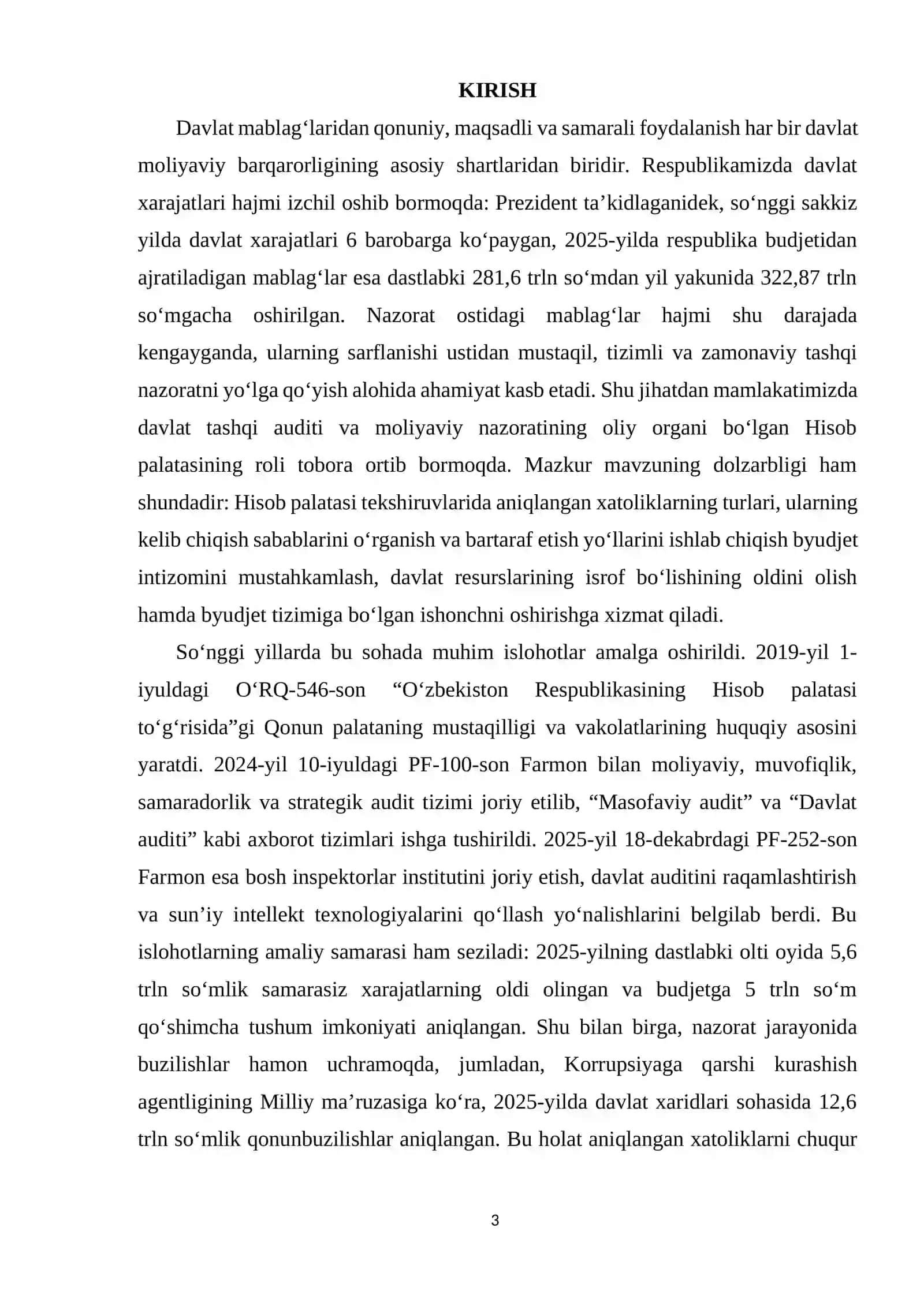 Hisob palatasining moliyaviy tekshiruvlarida aniqlangan xatoliklar va ularni bartaraf etish yo‘llari 3