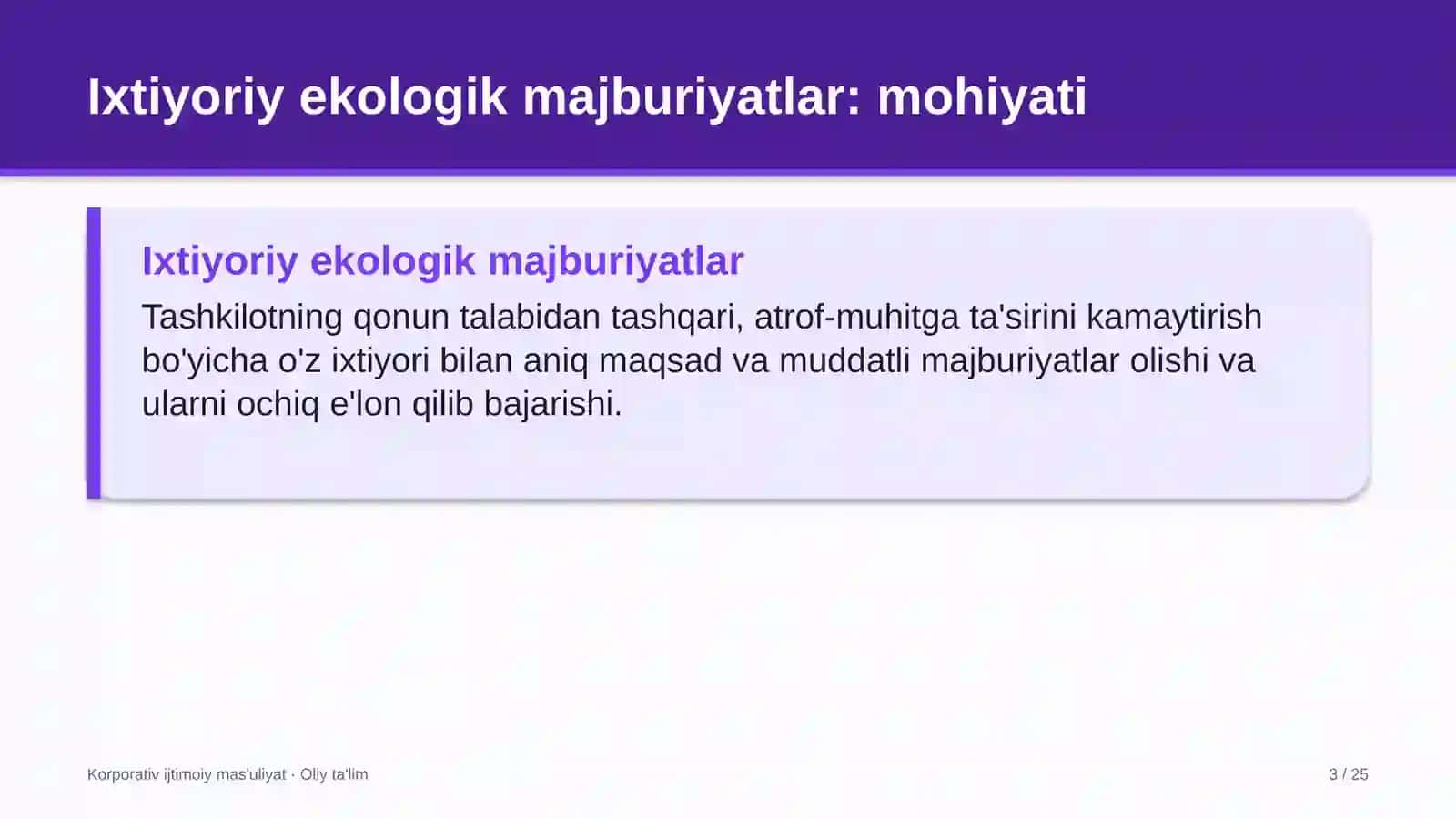 xalqaro tashkilotlarda atrof muhitni muhofaza qilish bo'yicha ixtiyoriy majburiyatlarni qabul qilish 9163 3