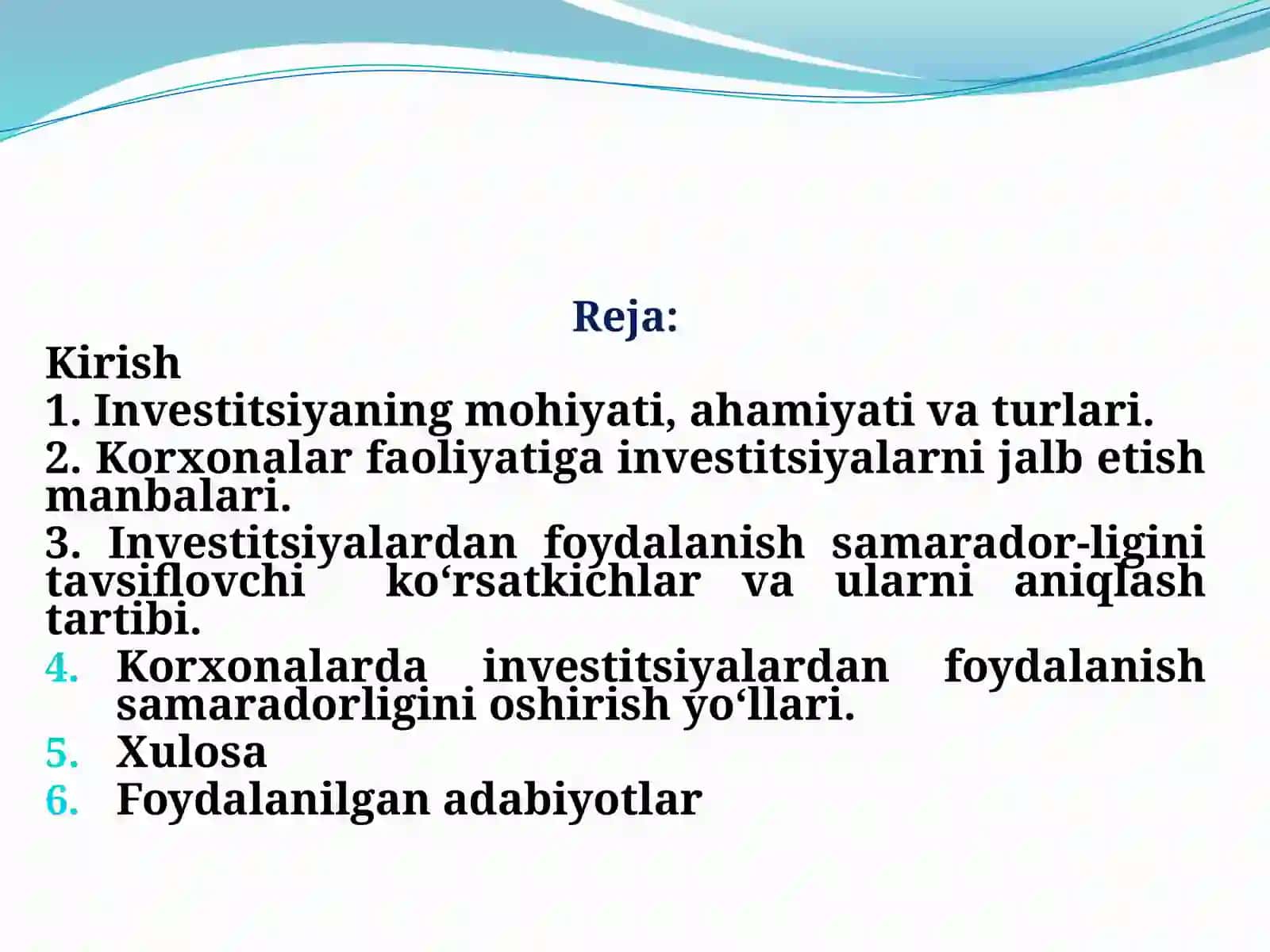 Investitsiyalarning iqtisodiy samaradorligi 3