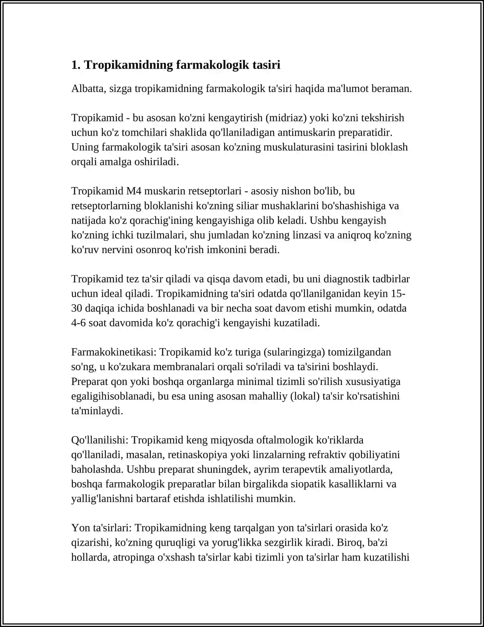TROPIKAMID DORI VOSITASINING FARMAKOLOGIYASI 3