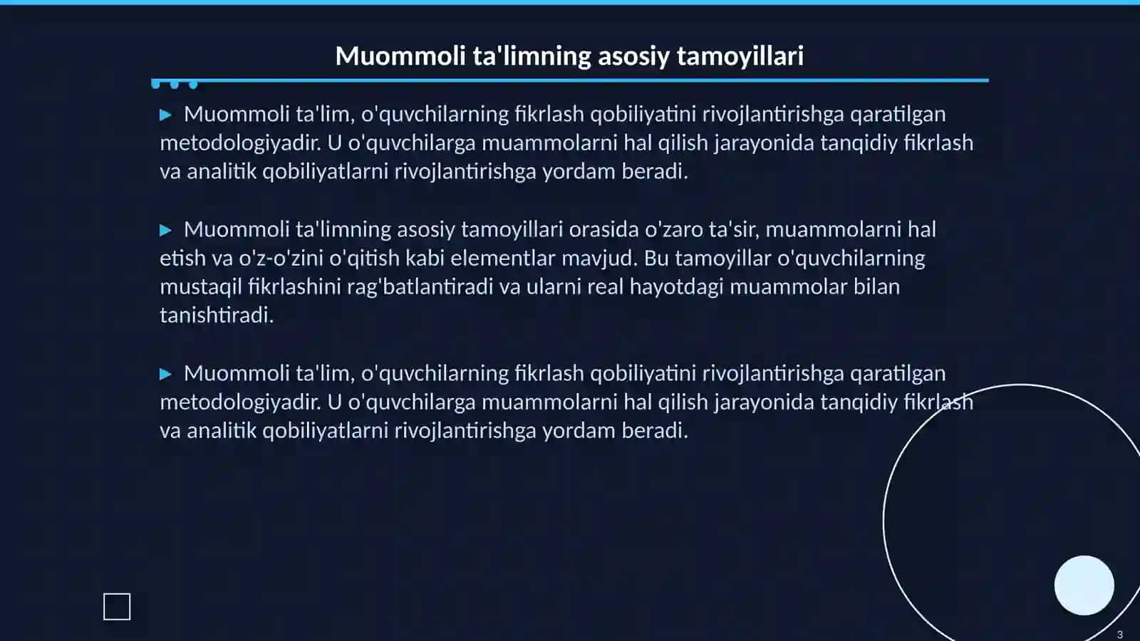 Muommoli ta'lim yordamida fizikani o'qitish metodikasi 3