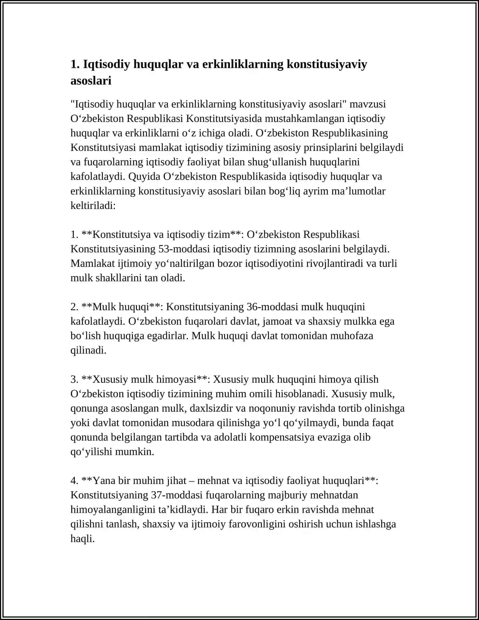 "Iqtisodiy, Ijtimoiy, Madaniy va Ekologik Huquqlarning Konstitusiyaviy Asoslari" 3