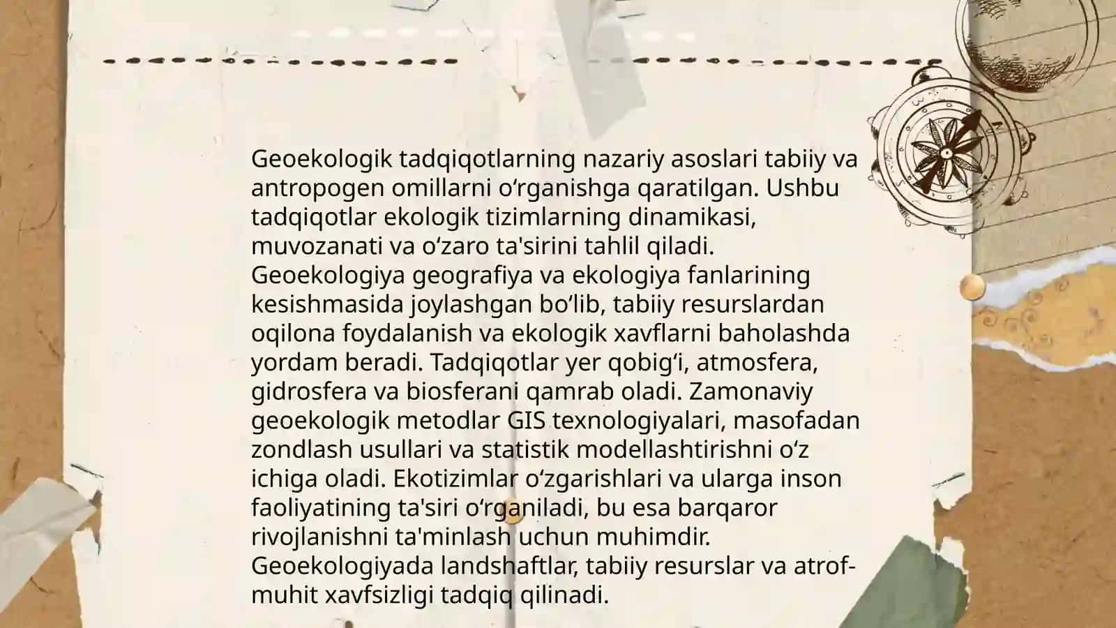 Geoekologik tadqiqot metodlarini o`rganish 3