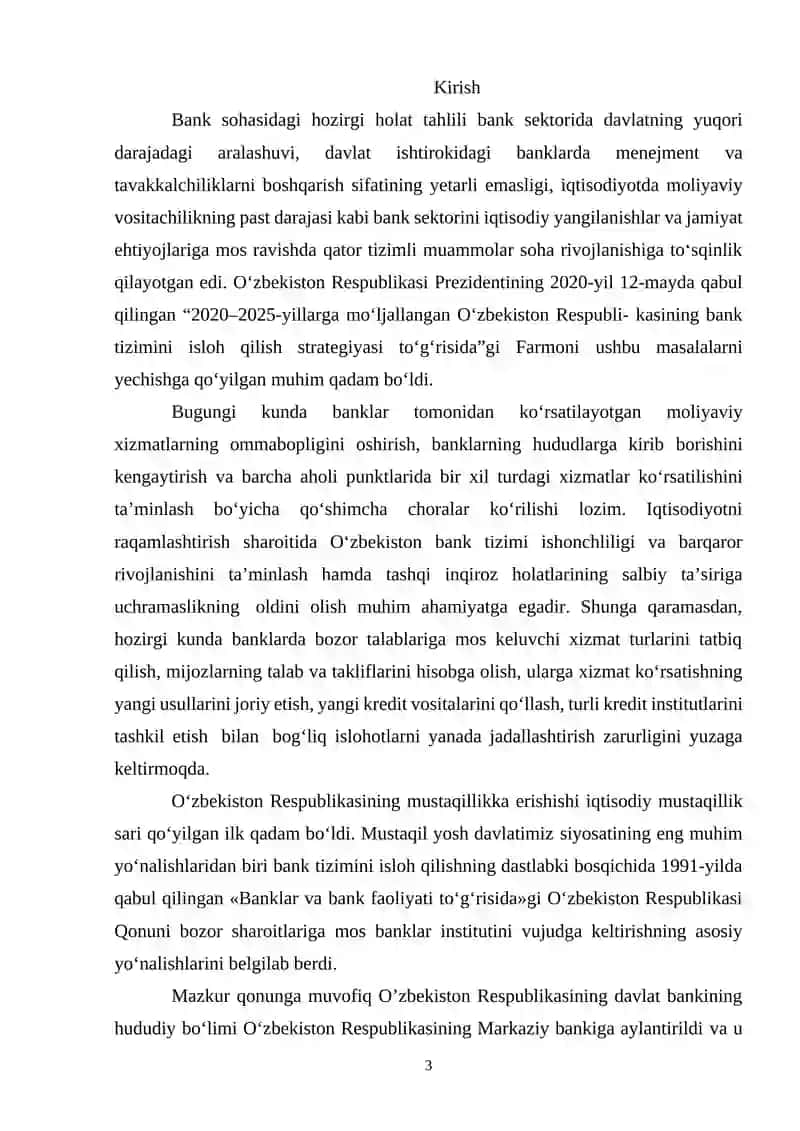 Tijorat banklarining funksiyalari va operatsiyalarini takomillashtrish yo'llari 3