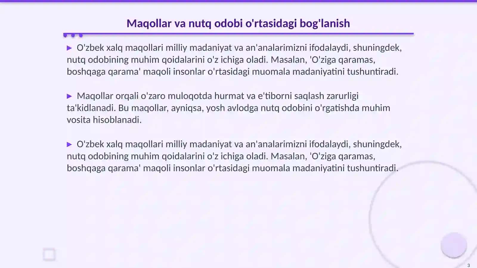 Oʻzbek xalq maqollarida nutq odobining aks etishi 3