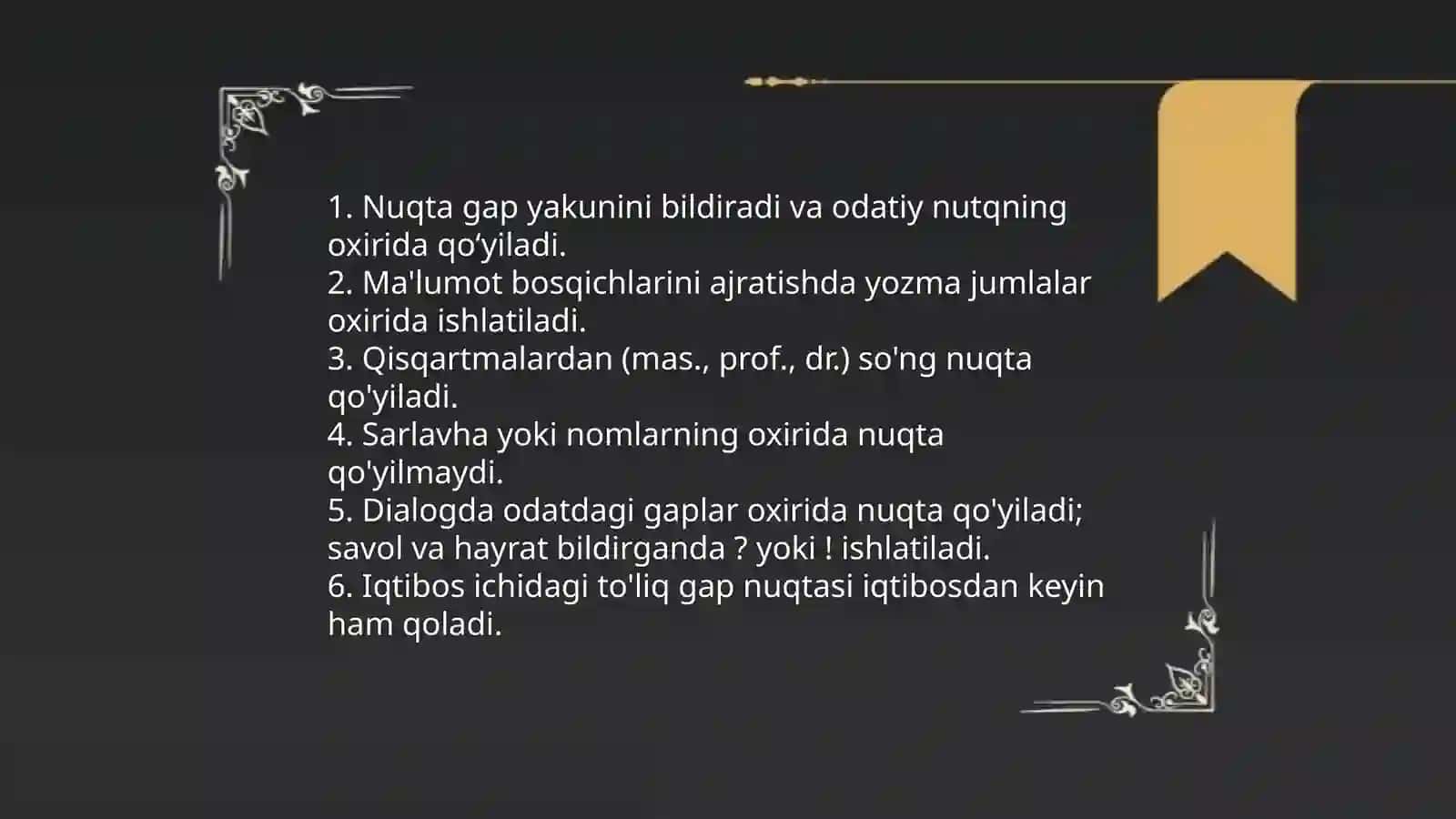 Nuqta vergul undo aoroq tinish belgilarini ishlatilishi 3