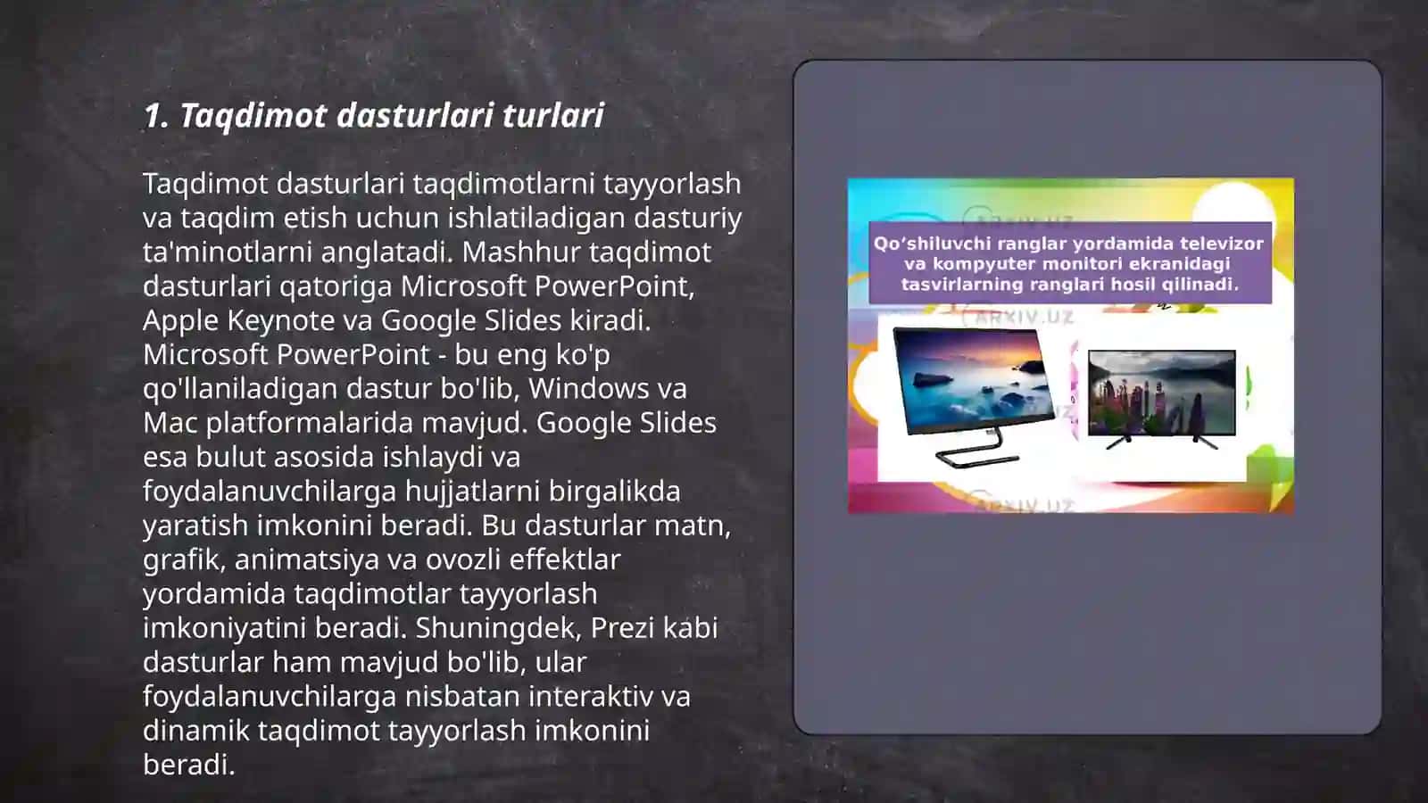 Taqdimotlar bilan ishlash texnologiyalari 3