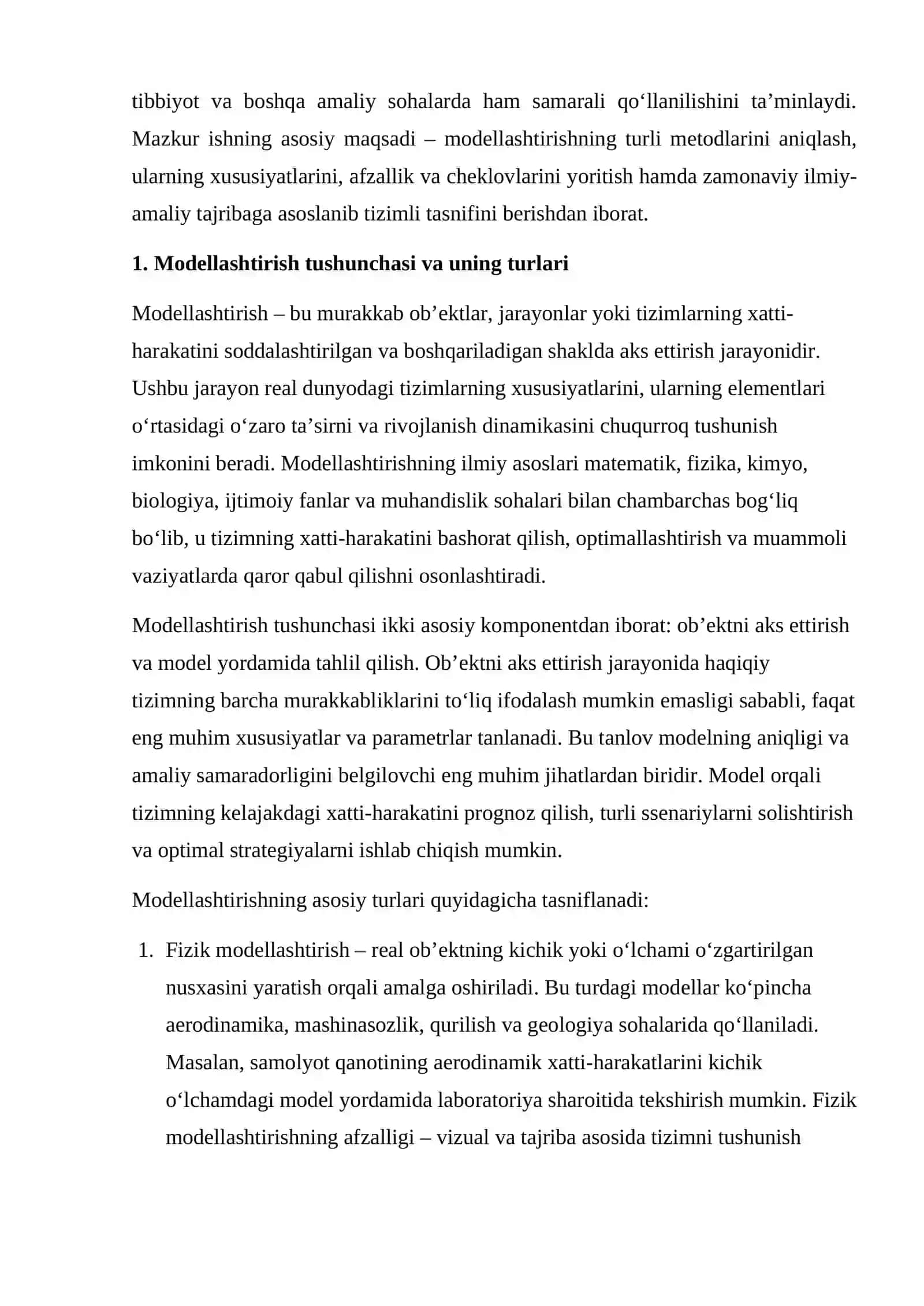 Modellashtirish metodlarining klassifikatsiyasi 3