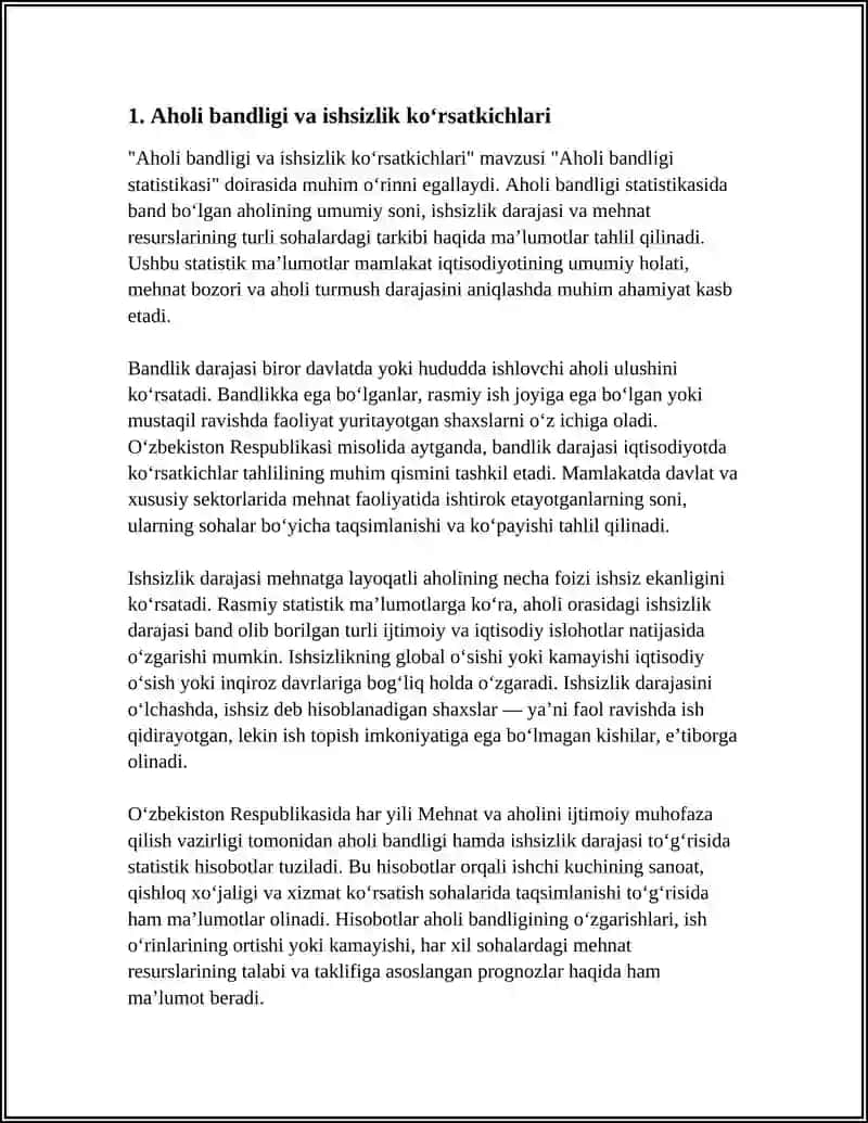 Aholi bandligi statistikasi 3