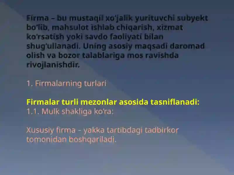 Firmavaularning tashkiliy-iqtisodiyasoslari 3
