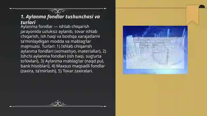 Aylanma fondlar va ulardan samarali foydalanish ko‘rsatkichlari 3