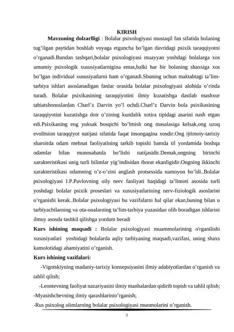 Bolalar psixologiyasi muammmolarini o`rganish 3