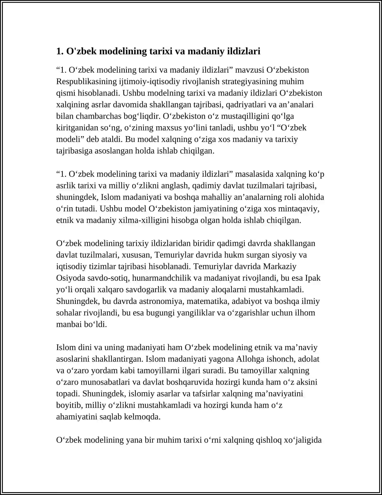 O’ZBEK MODELINING ISHLAB CHIQARILISHI 3