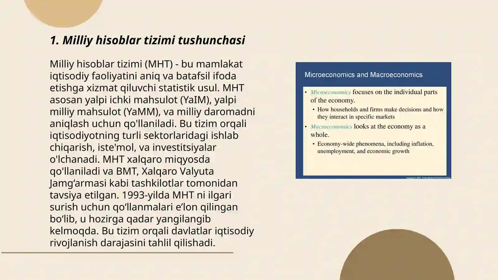 Milliy iqtisodiyot va uning makroiqtisodiy ko'rsatkichlari. Milliy xisoblar tizimi 3