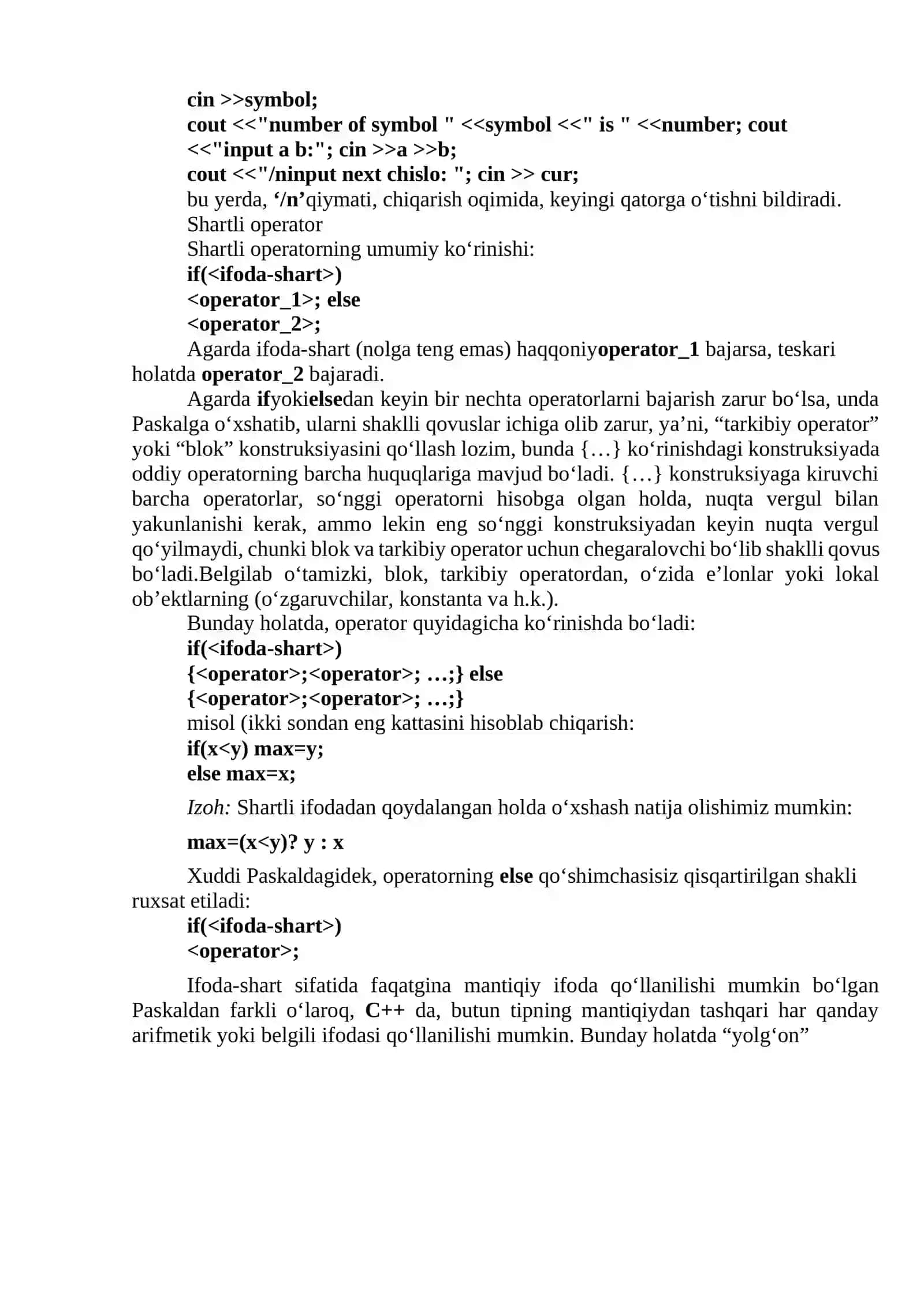 OPERATORLAR VA STANDART FUNKSIYALAR 3