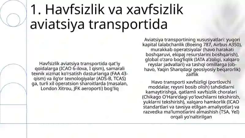 Havo transporti, uning o‘ziga xos xususiyatlari vaasosiy ko‘rsatkichlari 3