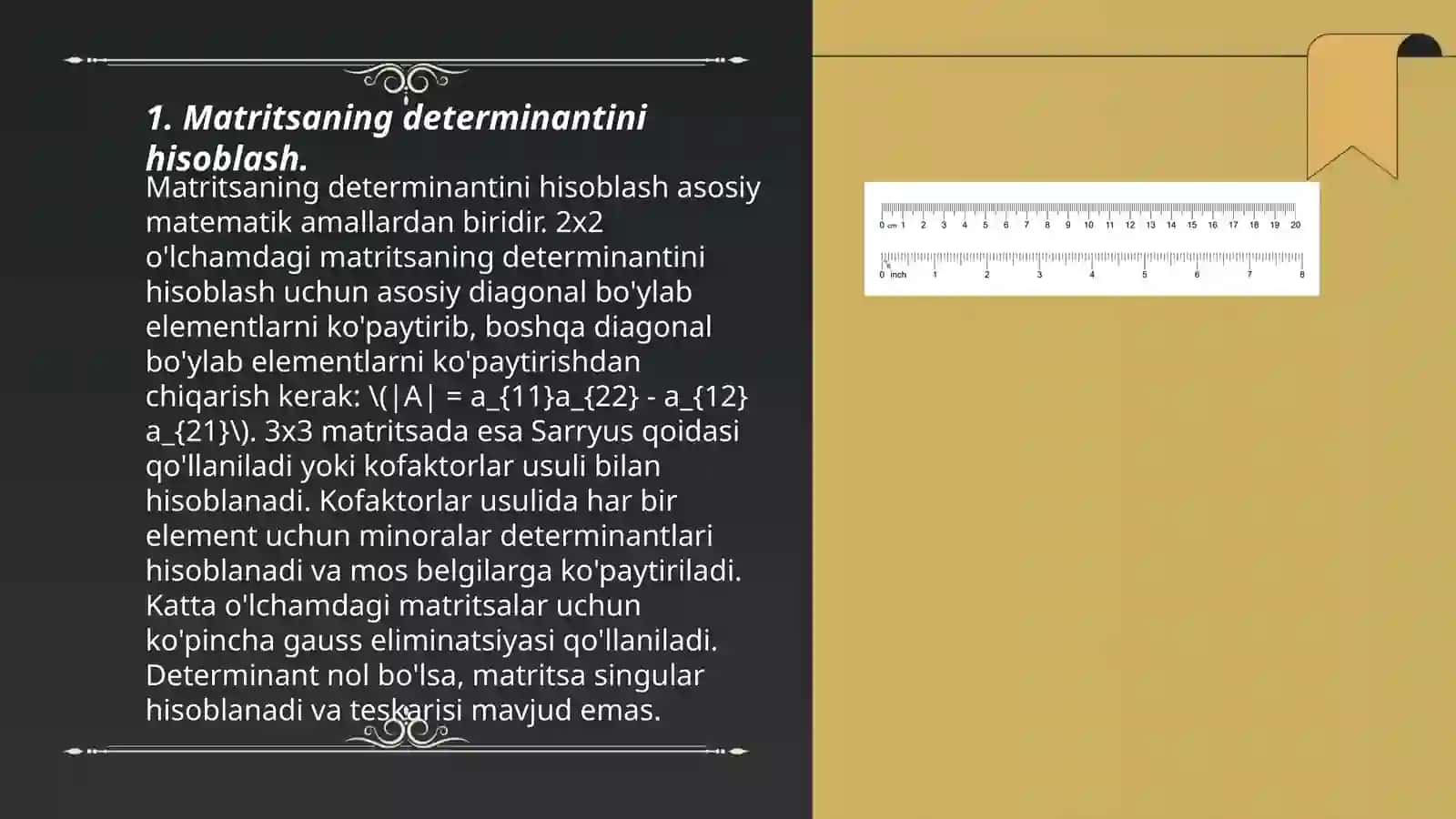 Matritsaning determinantini hisoblash 3