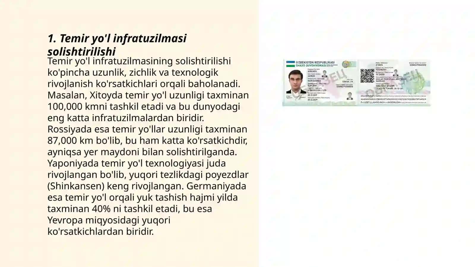 O'zbekiston temir yo'llari va Rossiya temir yo'llari bilan solishtirish 3