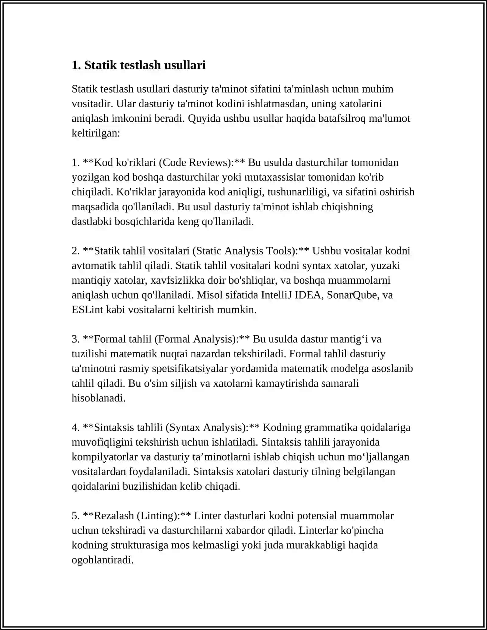 Dasturiy Ta'minotni Testlash Usullari 3