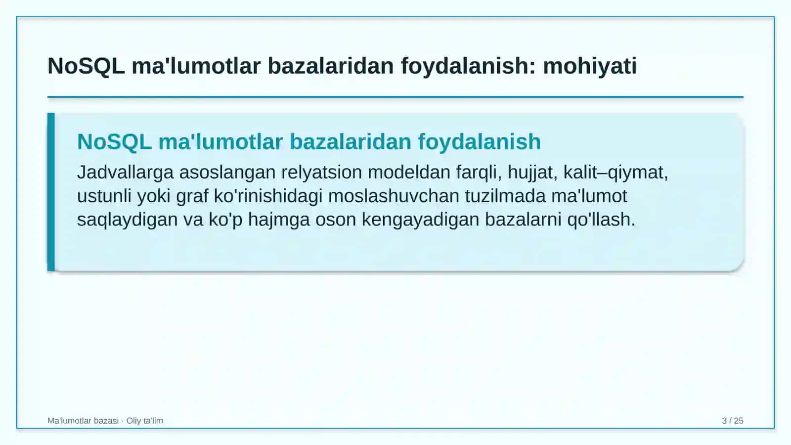 Korxonalarning yuridik xizmatlarida NoSQL ma'lumotlar bazalaridan foydalanish 3