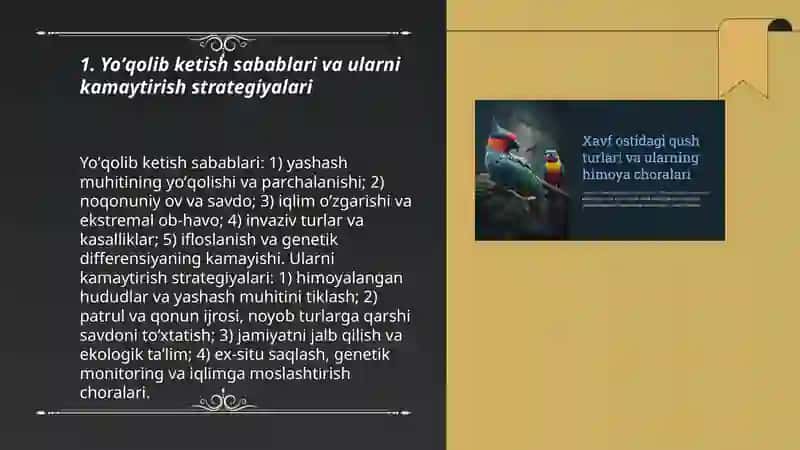 Noyob va yoʼqolib ketish xafi ostidagi hayvonlarni saqlash 3