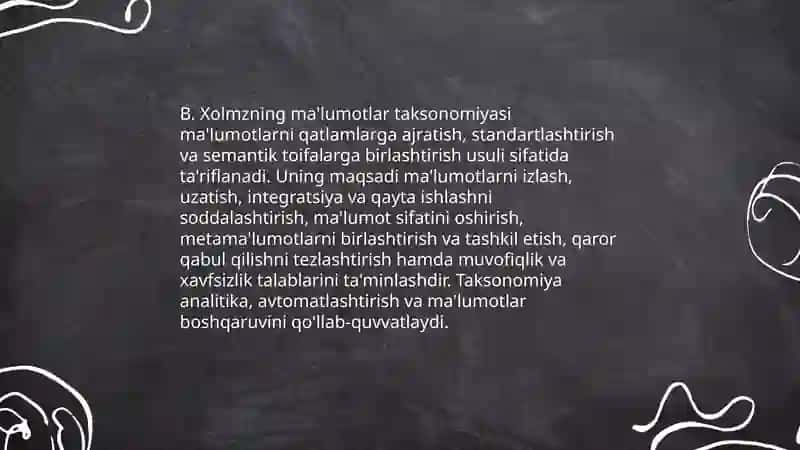 B. Xolmzning ma'lumotlar taksonomiyasi 3