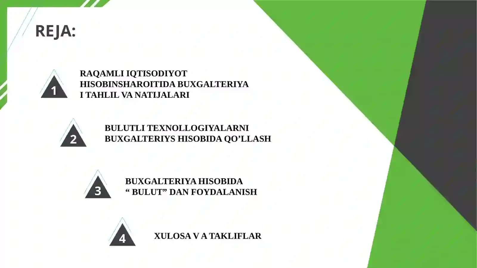 RAQAMLI IQTISODIYOT  SHAROITIDA BUXGALTERIYA  HISOBINI TAKOMILLASHTIRISH  MASALALARI 3