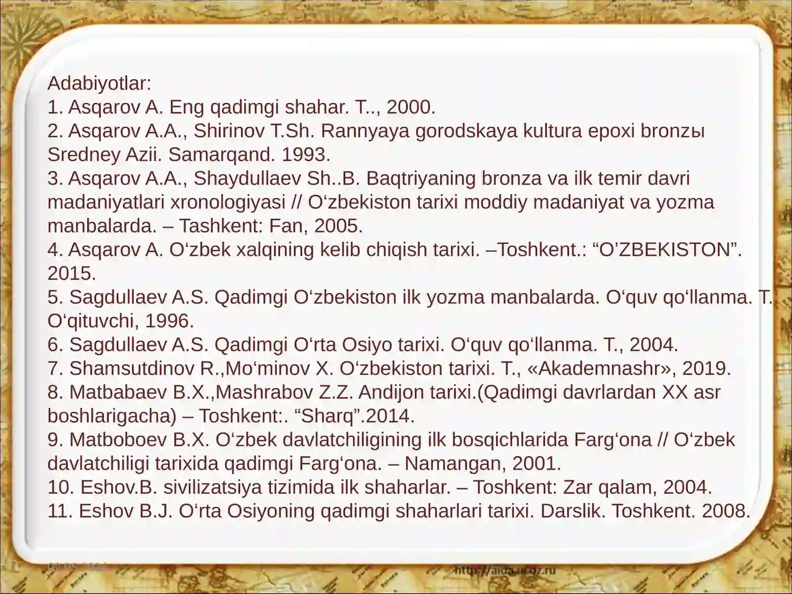 O‘RTA OSIYO ANTIK DAVRI SHAHARLARINING TARIXIY TOPOGRAFIYASI 3