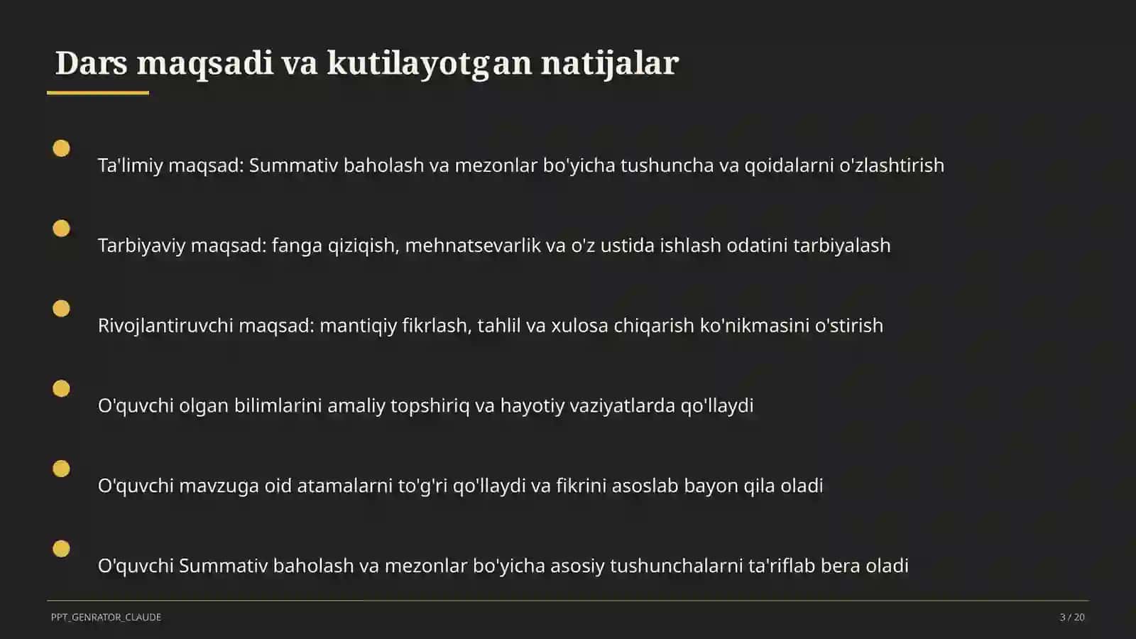 Summativ baholash va mezonlar 3