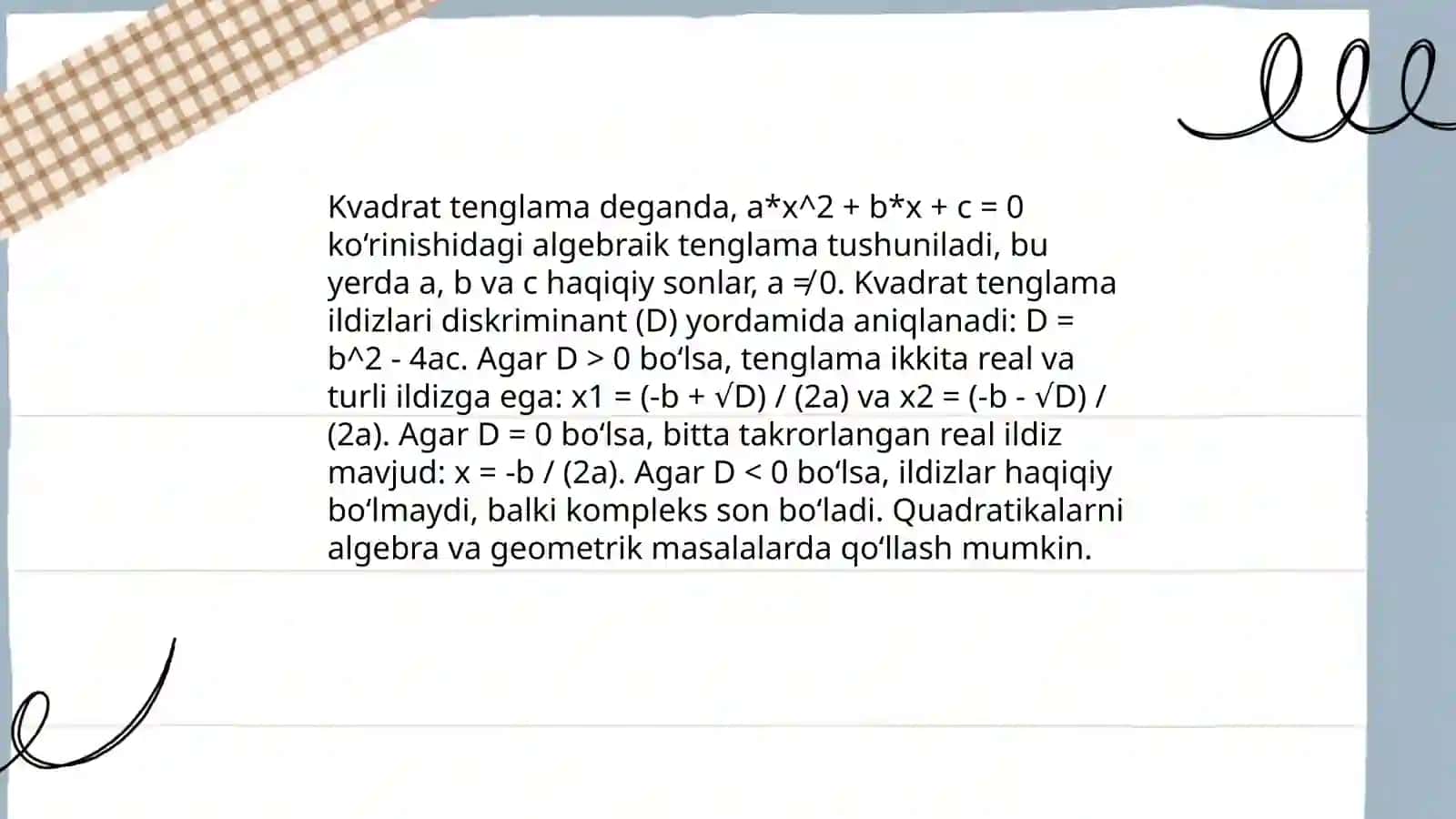 Kvadrat tenglama 3
