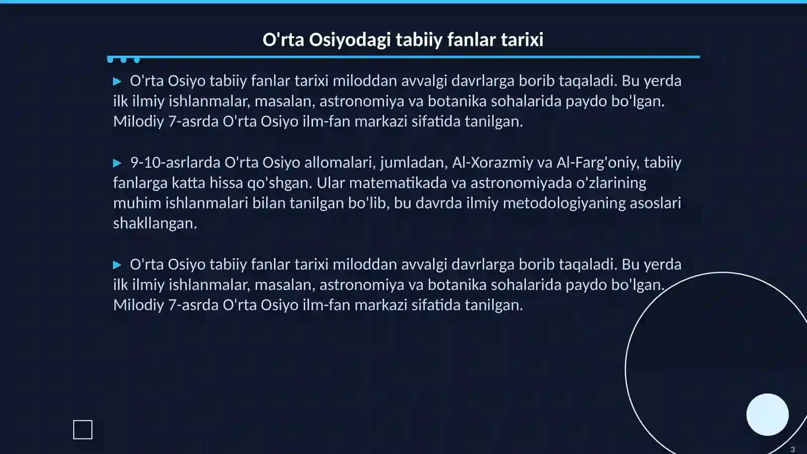 O'rta Osiyodagi tabiiy fanlar tarixi 3
