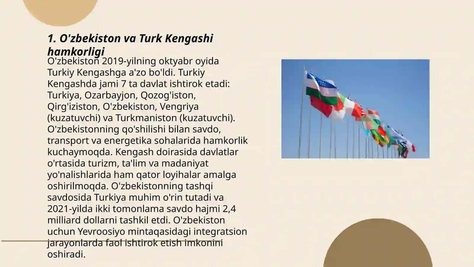 O'zbekistonning xalqaro aloqalari va jahon xamjamiyatidagi o'rni 3