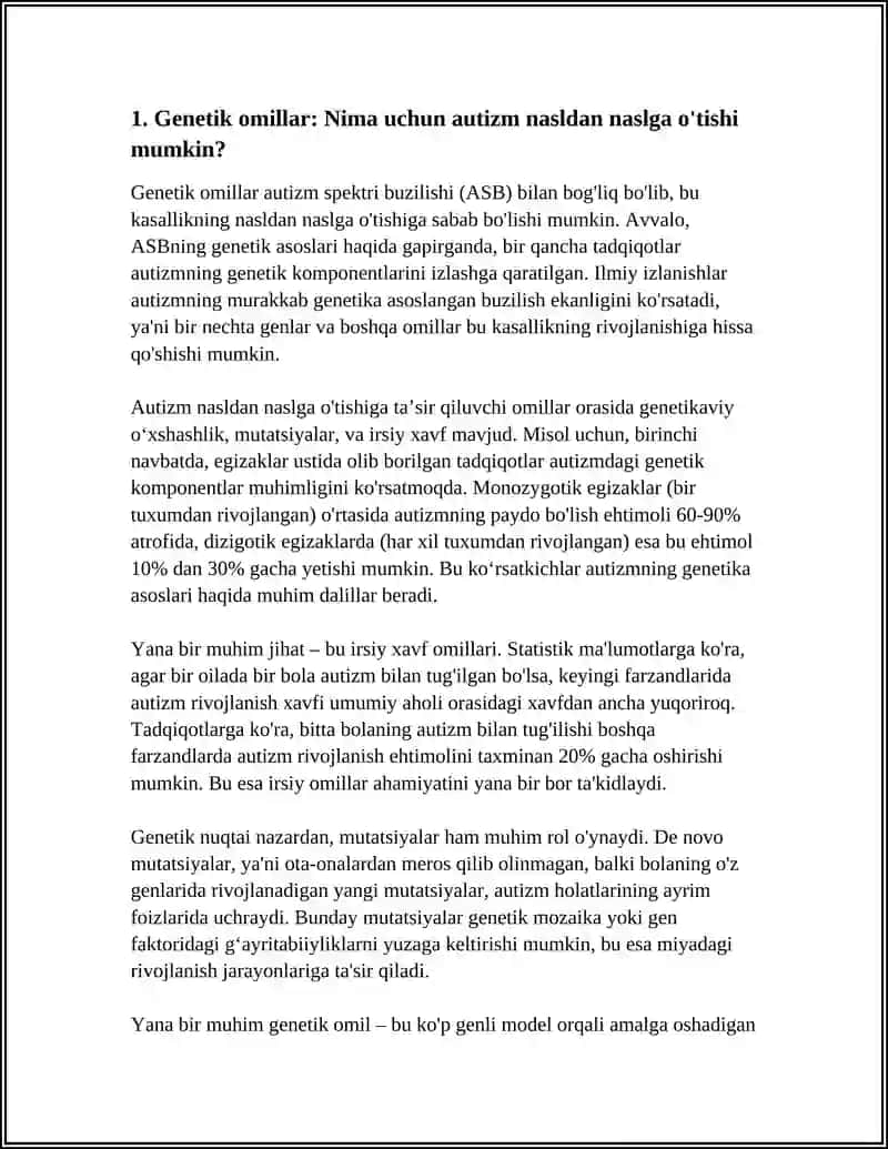 AUTIZM VA UNING KELIB CHIQISH SABABLARINI "NIMA UCHUN?" USULI ASOSIDA YORITISH 3