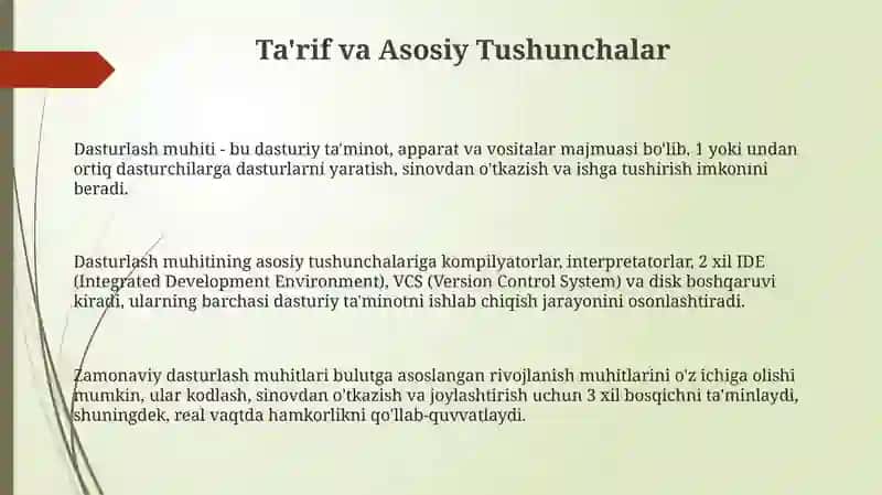 Dasturlash muhiti 3