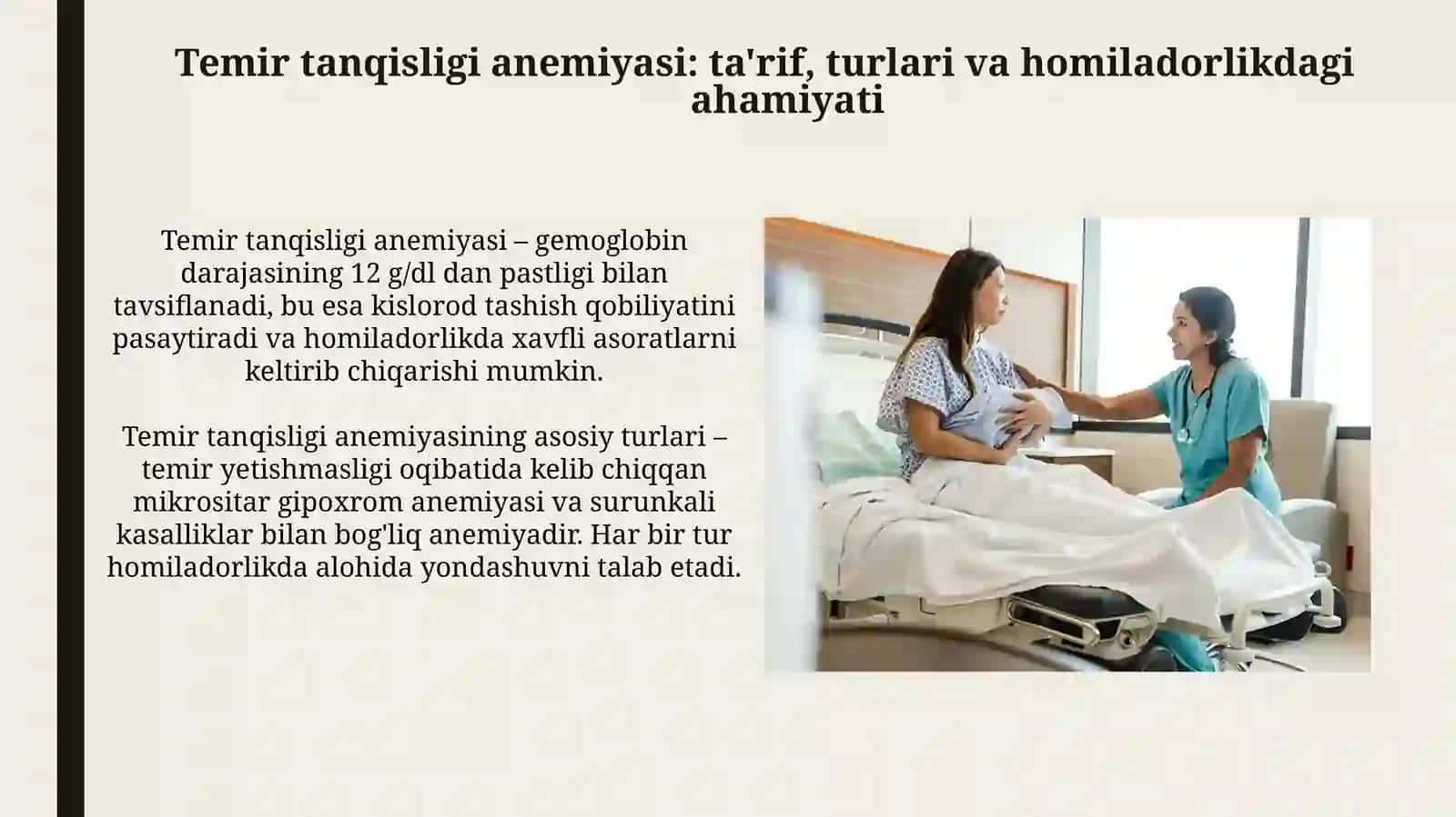 Kamqonlik kasalliklarida homiladorlik, tug'uruq va tug'ruqdang keyingdi davirning kechishi 3