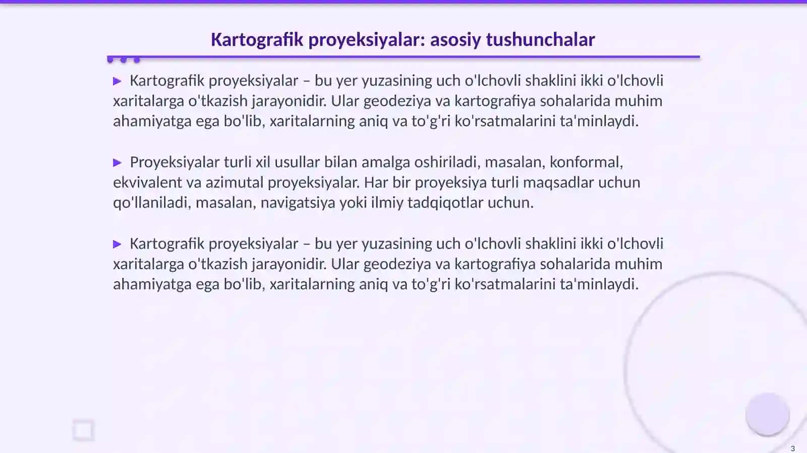 Kartografik proyeksiyalar va koordinatalar tizimlari 3