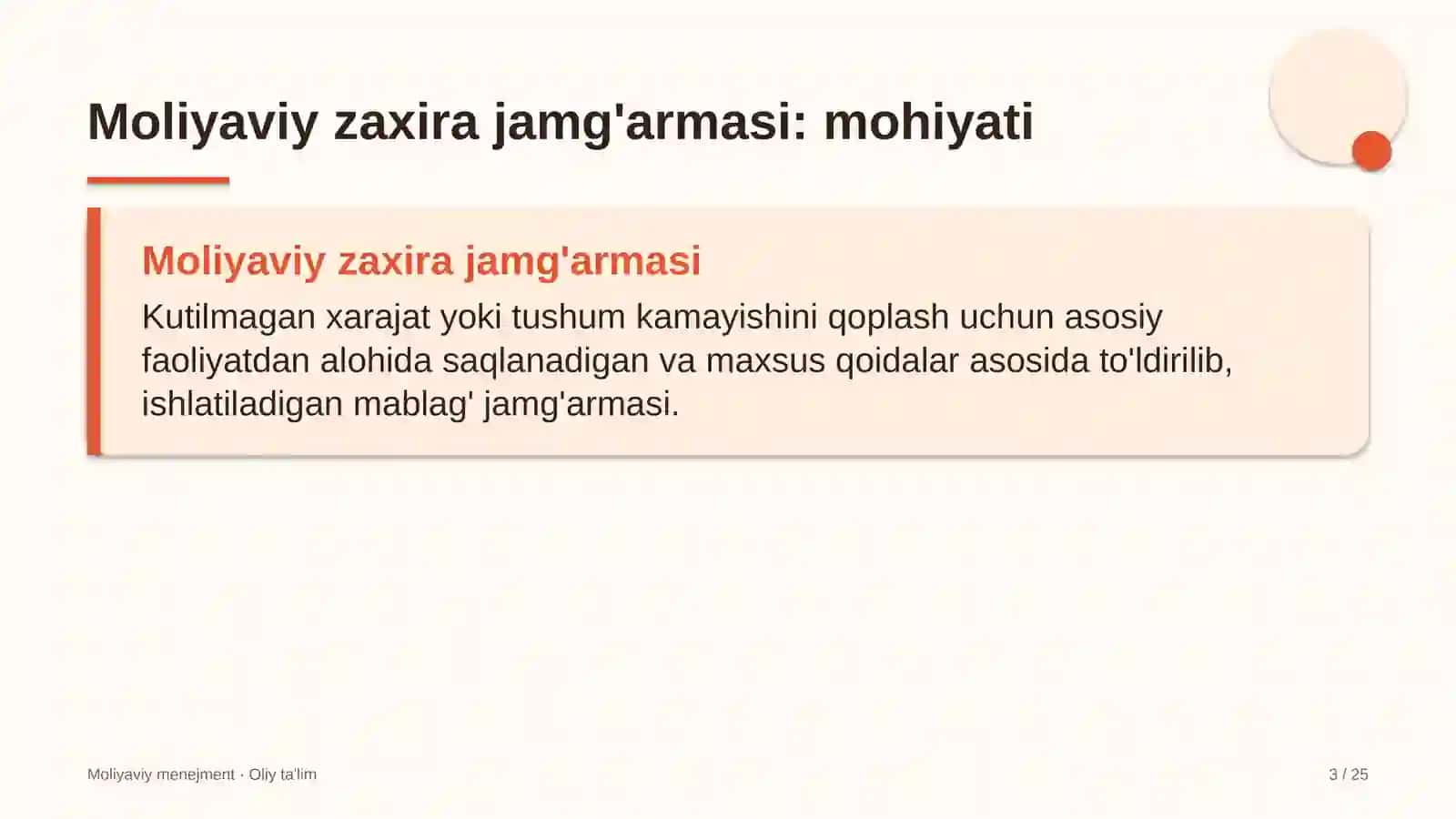 Ekskursiya byurolarida moliyaviy zaxira jamg'armasini shakllantirish 3