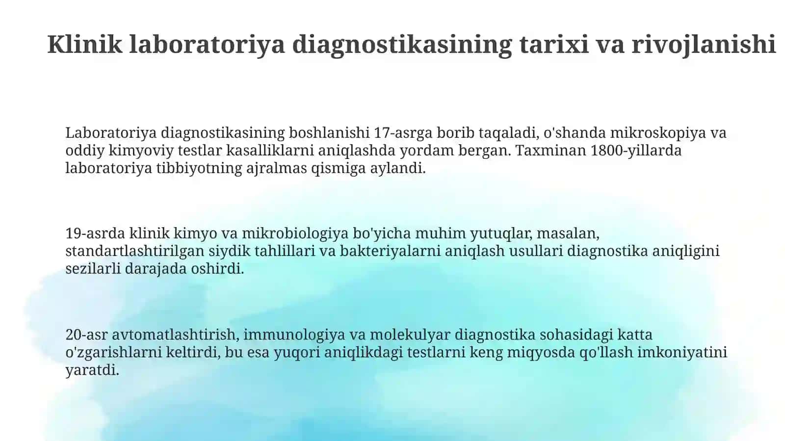 Klinik laborator diagnostikasining yo'nalishlari 3